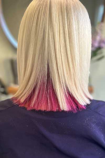 two-tone hair, straight, bob